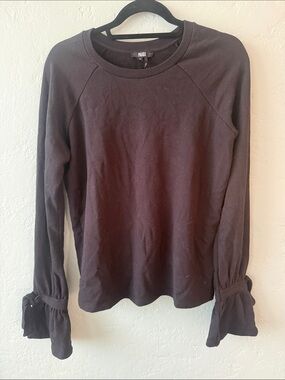 PAIGE Black Ruffle Cuff Crewneck Sweatshirt